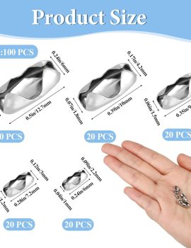 100Pcs Ball Chain Connector Stainless Steel Silver Beaded Chain Fits for1.6/2/2.4/3.2/4mm Beaded Ball Chain Clips