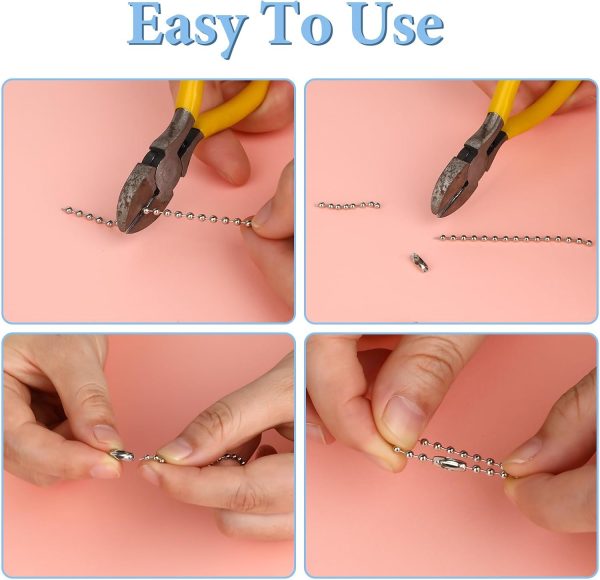 100Pcs Ball Chain Connector Stainless Steel Silver Beaded Chain Fits for1.6/2/2.4/3.2/4mm Beaded Ball Chain Clips - Image 3