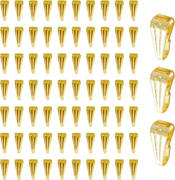 300pcs Pendant Clasp connectors bails for Necklace, Pinch Bail Clip Hook Charm Attachment Clasps for Jewelry Making DIY Crafts, Golden Necklace Clasp, Gold Clasp for Necklace, Necklace Connector