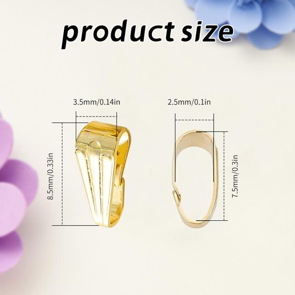 300pcs Pendant Clasp connectors bails for Necklace, Pinch Bail Clip Hook Charm Attachment Clasps for Jewelry Making DIY Crafts, Golden Necklace Clasp, Gold Clasp for Necklace, Necklace Connector - Image 2
