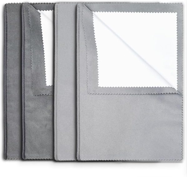 Qoaimu 4Pcs Polishing Cloth Large Cleaning Cloths for Gold Silver and Platinum Jewelry, Multi-Layer Jewelry Cleaning Cloth, Jewelry Polishing Cleaning Cloth 10" x 12"