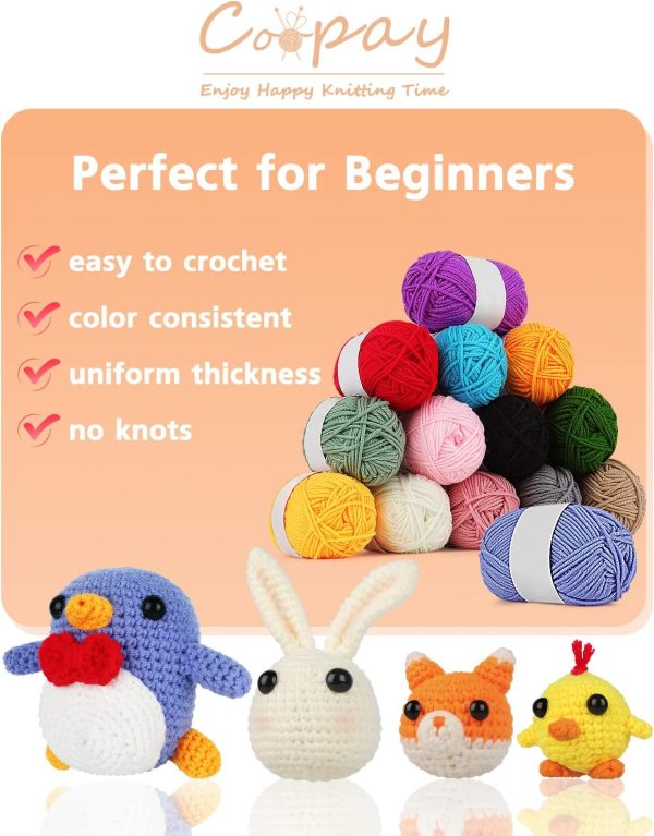 Coopay Yarn for Crocheting & Knitting, 25gx14 Colors Crochet Yarn 1071yd Acrylic Yarn for Crochet Animal Kit, Multicolor Yarn Kit 4ply Soft Yarn Set for Beginners/Professionals - Image 3