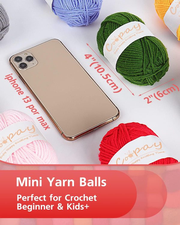 Coopay Yarn for Crocheting & Knitting, 25gx14 Colors Crochet Yarn 1071yd Acrylic Yarn for Crochet Animal Kit, Multicolor Yarn Kit 4ply Soft Yarn Set for Beginners/Professionals - Image 4