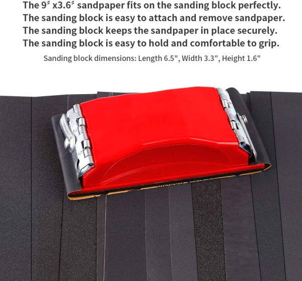 LANNEY Sand Paper, 120 to 2500 Fine Grit Sandpaper Assortment Pack with Sanding Block Sander, Wet Dry Waterproof Abrasive Sandpaper Sheets for Automotive Wood Metal Polishing Finishing, 9х3.6 Inch - Image 5