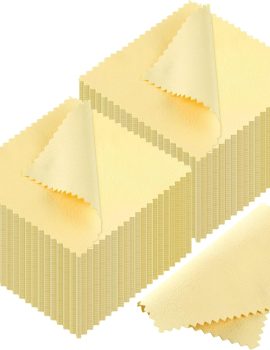 Outus 50 Pack Jewelry Cleaning Cloth Silver Polishing Cloth Yellow Jewelry Cleaner for Pearl Gold Silver Platinum Brass Copper
