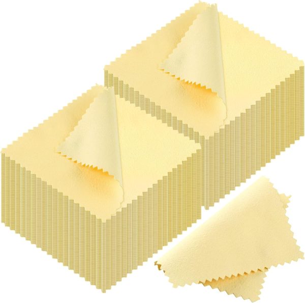 Outus 50 Pack Jewelry Cleaning Cloth Silver Polishing Cloth Yellow Jewelry Cleaner for Pearl Gold Silver Platinum Brass Copper