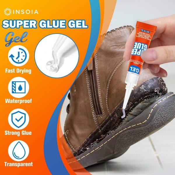 Super Glue Gel Clear Non-Drip, 12 X 3g All Purpose Strong Adhesive Ca Glue Quick Dry Instant Glue for Plastic, Metal, Ceramic, Shoe, Wood, Leather, Model, Aquarium, Rhinestone, Jewelry and DIY Crafts - Image 2