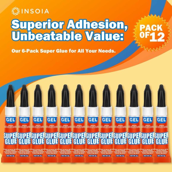 Super Glue Gel Clear Non-Drip, 12 X 3g All Purpose Strong Adhesive Ca Glue Quick Dry Instant Glue for Plastic, Metal, Ceramic, Shoe, Wood, Leather, Model, Aquarium, Rhinestone, Jewelry and DIY Crafts - Image 3