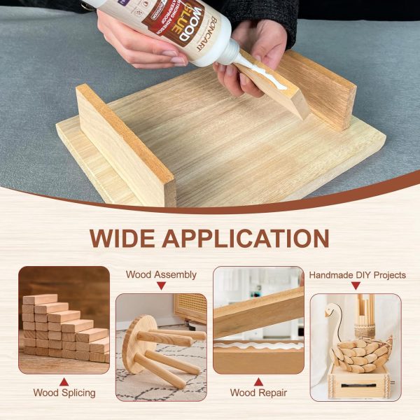 Wood Glue, 8.45fl.oz Super Strong Adhesion Wood Glue for Furniture Heavy Duty, Clear After Drying, Waterproof Wood Glue for Woodworking, Crafts, Repair, Furniture Assembly (2 Pack) - Image 5